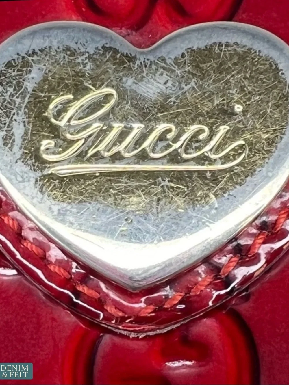 Gucci Red Guccissima Patent Leather Heart Logo Wallet‎ Bifold Vintage - Picture 9 of 13